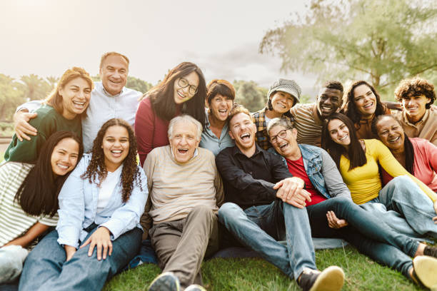 Community group at sunset